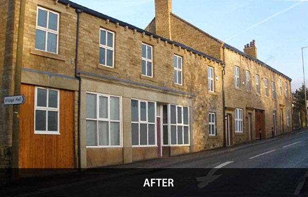 Conversion of derelict retail premises into mixed use.